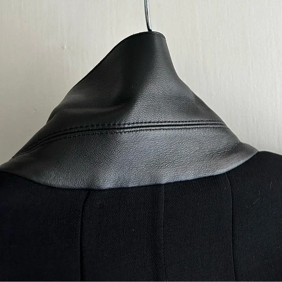 $3.9K Akris Scott Black Wool Leather Double Breasted Jacket Coat Size 8 44